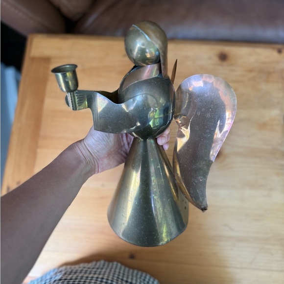 Vintage large copper and brass Angel Figurine taper candlestick holder - Picture 8 of 8